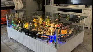 Miniature Christmas Village Leavenworth, WA Train Layout (Lemax Christmas, Lionel Polar Express)