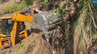 Hillside New Road Connecting Two Mountain Villages Constructed-JCB Backhoe