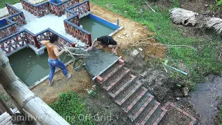 How To Building Concrete Steps Down To The Stream, DIY Building, LIVING OFF GRID