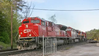 CP 7025 Leading CPKC 231 through Tichborne! 4 Locomotives on the Front and one in the Middle!