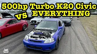 500HP K20 Turbo Honda Civic Roll Racing Compilation
