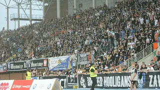 Kibice Zawiszy Bydgoszcz podczas derby z Elaną Toruń 12.08.23