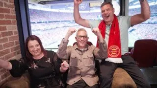 Gary Lineker and two lucky fans watched the Champions League final on a sofa at Wembley Stadium