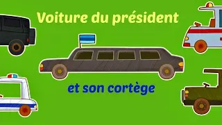 Dessin animé éducatif en français pour enfants. Mini voitures avec Prabou : le cortège du président