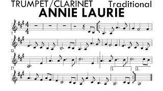 ANNIE LAURIE Trumpet Clarinet Sheet Music Backing Track Play Along Partitura
