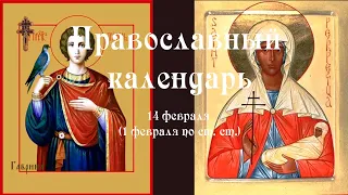 Православный календарь среда 14 февраля (1 февраля по ст. ст.) 2024 год