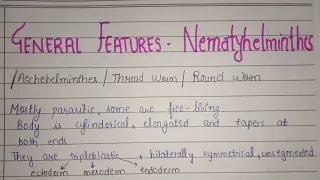 Phylum Nematyhelminthes - General characters