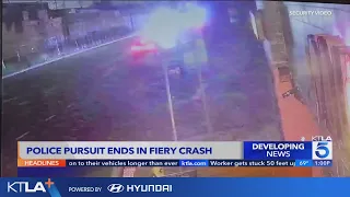 Police chase ends in fiery crash