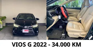 Toyota Vios G 2022 màu đen đi 34.000 km. Lên đủ phụ kiện. LH 0962 060 416 Phi Toyota