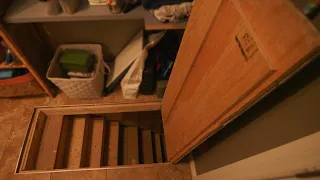 Floor hatch trap door to basement