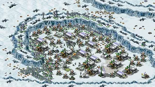 Red Alert 2 | extra hard AI | 7 vs 1 | Arctic Twist Map | france | Cannon defense