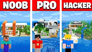 Batalha de CONSTRUÇÃO de NOOB vs PRO vs HACKER no minecraft