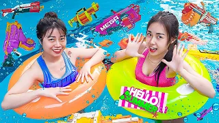 FUNNIEST HELLO SUMMER PRANK BATTLE Nerf Guns FUN WITH THE GAME FIND OBJECTS IN BARRELS PVQ Nerf War