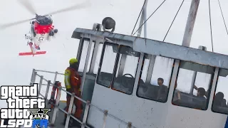 GTA 5 LSPDFR Coastal Callouts | Coast Guard Helicopter Rescues 6 Victims On A Sinking Boat | USCG