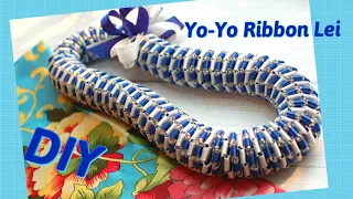How To Make This Blue White Yo Yo Ribbon Lei for Graduation Lei Special Event