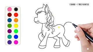Cute Horse Princess Drawing and Color Painting for Kids