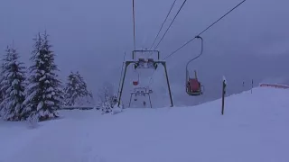 Der Sessellift zur Bellevuealm in Bad Gastein (1-CLF - Steurer) am 04.01.2018 (mit Nachtfahrt!!!)