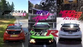 Forza Horizon 4 vs. NFS HEAT vs. NFS PAYBACK | HONDA CIVIC TYPE-R Sound Comparison (side by side)