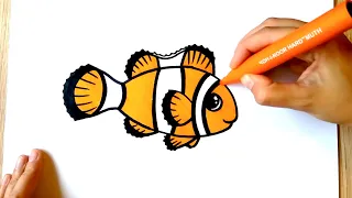 HOW TO DRAW a clownfish - coloring with markers