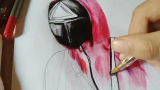 drawing pink soldier of squid game