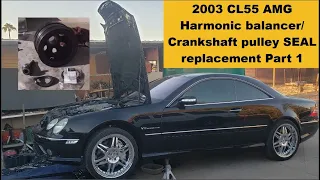 2003 CL55 AMG HARMONIC BALANCER/CRANKSHAFT PULLEY SEAL REPLACEMENT PT. 1