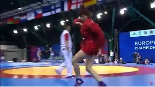 Georgian female wrestler's victory dance, European championship in Russia