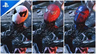 Peter Removes The Symbiote Suit With All Suits Transformation (scene) - Marvel's Spider-Man 2 NG+