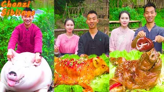 Roast Suckling WHOLE Pig Crispy Pork Recipe | Mukbang Outdoor Cooking Eating Pork Belly Challenge