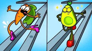 Extreme Skater Stacker Challenge | CARROT, DON'T FALL | Avocado Challenge