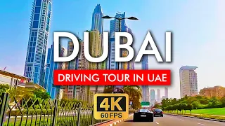 🇦🇪 Dubai Driving Tour Downtown to The Palm Jumeirah, City and Vehicle Sounds - 4K 60 FPS