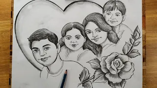 how to draw international family day,drawing happy family,how to draw fother mother son and daughter