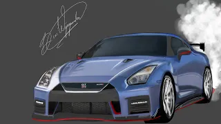 Nissan GT-R Drawing | Timelapse