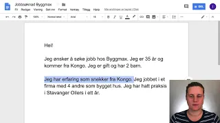 google dokumenter - jobbsøknad Byggmax