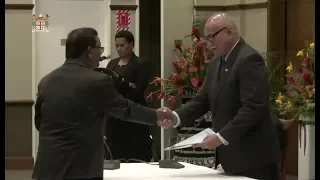 Fijian President receives 2018 Writ of Elections from Chairperson of Fiji Electoral Commission.