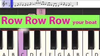 Easy Piano Tutorial: How to play Row Your Boat with free sheet music | Children Song