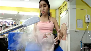 HOT 🔥 STEAM FACIAL & Face MASSAGE by Transgender FEMALE BARBER "Nin" 🇹🇭 Pattaya Thailand