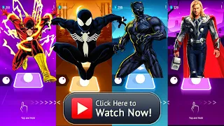 Black Panther vs Black Spiderman vs The Flash vs Thor Tiles Hop EDM Rush on ToKo Games channel