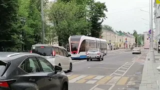 Трамвай номер 39 на Чистопрудном бульваре. Москва.