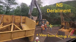 Amtrak ride around Horseshoe Curve with NS derailment footage.