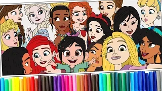 Disney princess and Vanellope - Coloring Pages | Coloring Books for Kids | Rainbow TV