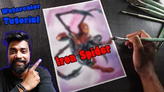 How to Draw Iron Spider Step by Step | Watercolor Tutorial | Endgame