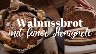 Walnussbrot mit feiner Honignote - fein würzig, ohne kneten und so lecker - Vollkornbrot ohne Kneten