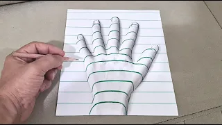 easy 3d drawing hand on paper for beginners