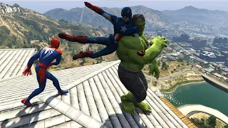 GTA 5 Water Ragdolls | SPIDERMAN VS HULK VS CAPTAIN AMERICA Jumps/Fails EP.40 (Funny Moments)