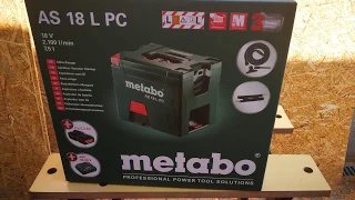 Unpacking / unboxing cordless vacuum cleaner Metabo AS 18 L PC 602021000