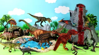 Fun Volcano Diorama and Dinosaur Figurines