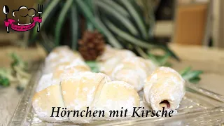 Plätzchen Hörnchen mit Kirschen - Рогалики на смальце с вишней | Einfach und Lecker💯Просто и Вкусно.