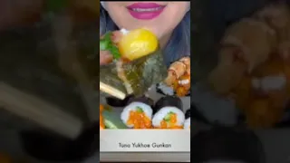 ASMR SUSHI EATING SOUNDS* #asmr #shorts #tiktok #mukbang #subscribe #sushi