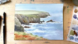 Watercolor of the Irish Coast // Time Lapse Painting with Instruction // Landscape Art Tutorial