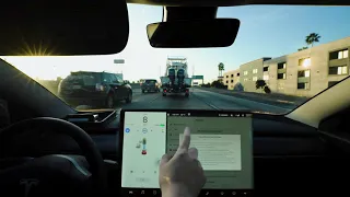 Tesla AUTOPILOT BETA in Early Morning Conditions and Almost Getting HIT by a Truck